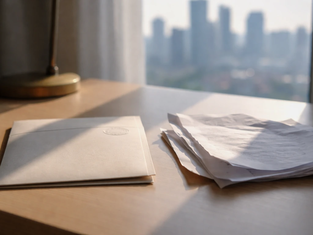 Desk with official-looking stamped document envelope beside messy papers, symbolizing verified vs speculative estimates.