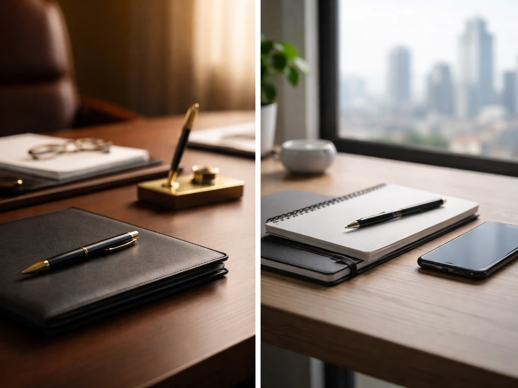 Minimal side-by-side photo scene symbolizing multiple business identities and wealth research