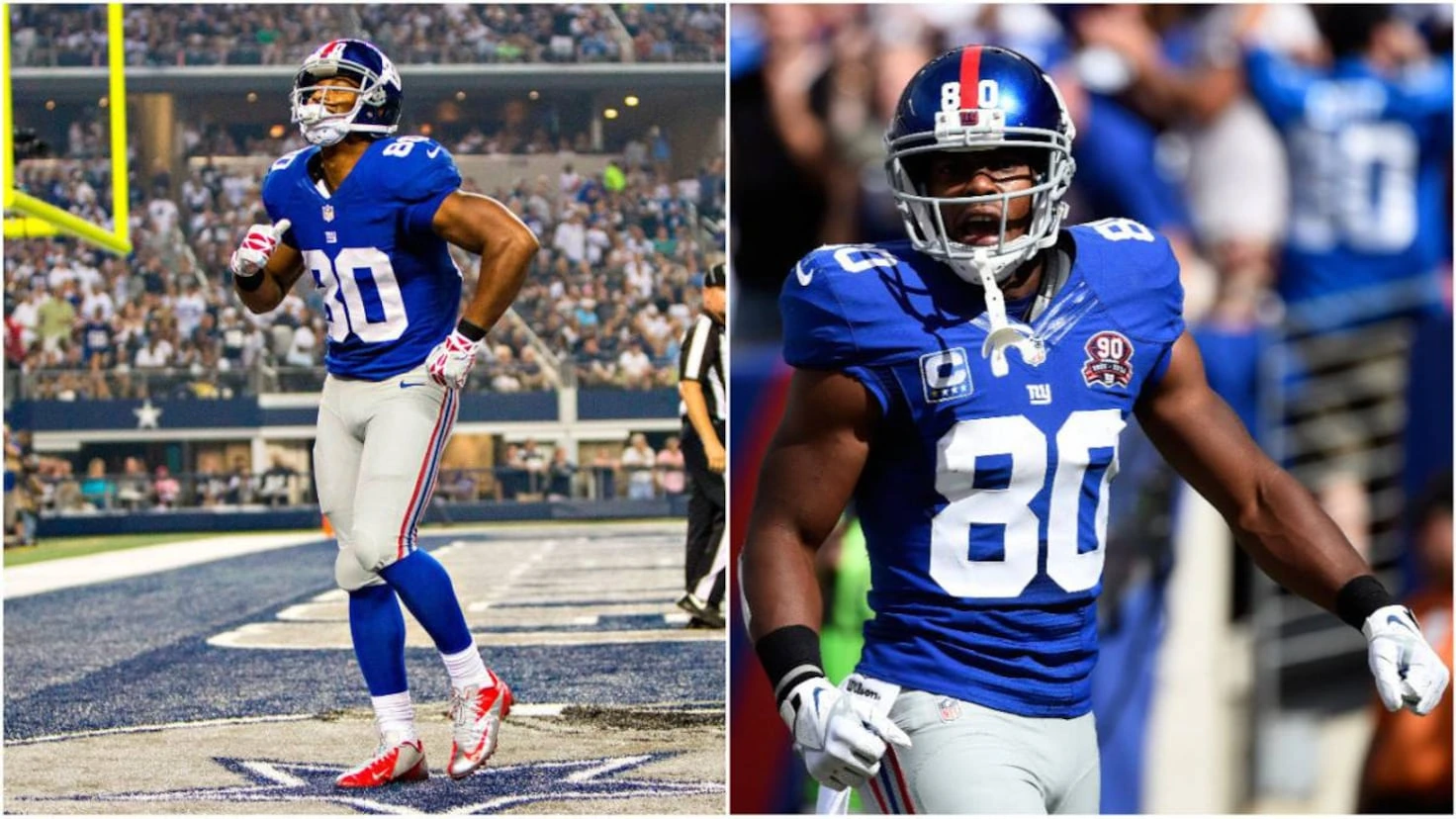 Victor Cruz in a New York Giants uniform during an NFL game